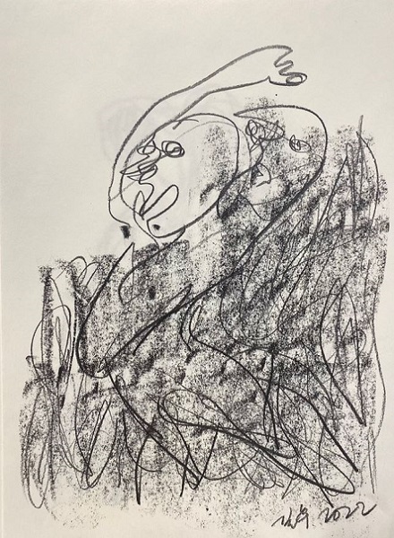 Untitled, 2022, Graphite Pastel on paper 100x71cm